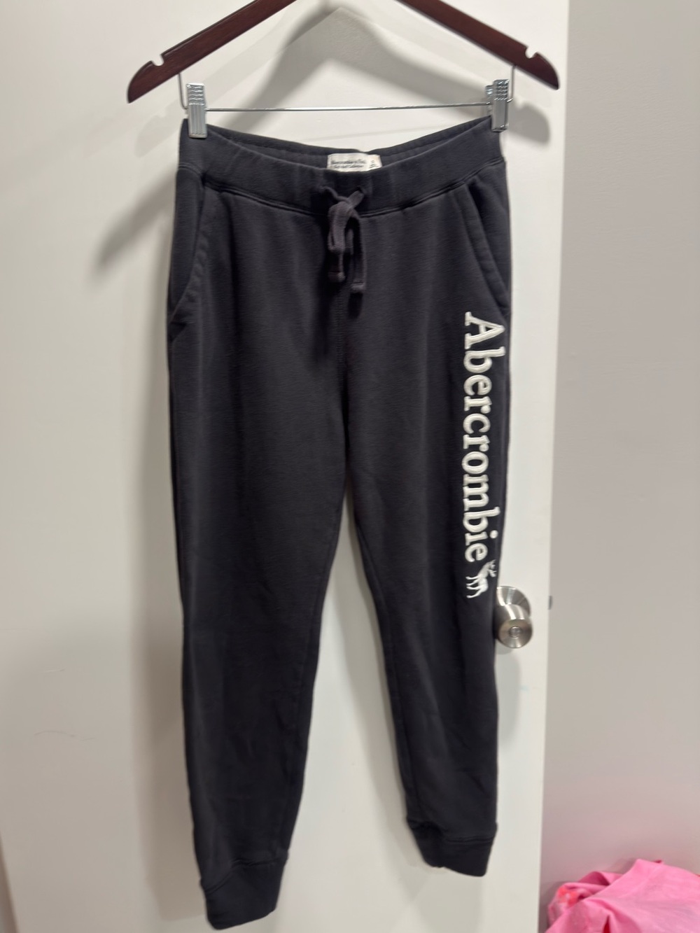 Abercrombie & Fitch Gray Fleece Spellout Jogger Sweatpants Size